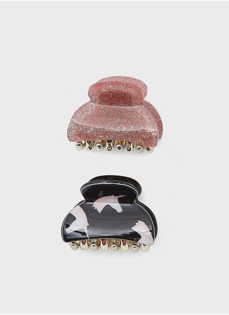 Claires Kids 2 Pack Glitter Hair Claw  - Image 1
