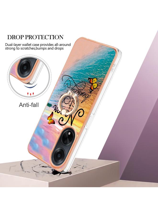 S-TOP Case For OPPO A98 Electroplating IMD TPU Phone Case with Ring - Image 2