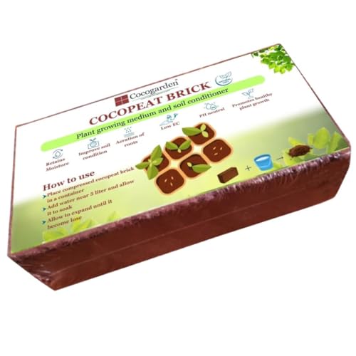 Cocogarden Cocopeat Block for Plants (600-650 gm) - Organic Coco Peat Brick, Expands up to 10 ltrs by Volume, Natural Garden Soil for Terrace Gardening, Hydroponics, Indoor and Outdoor Plants - Image 1