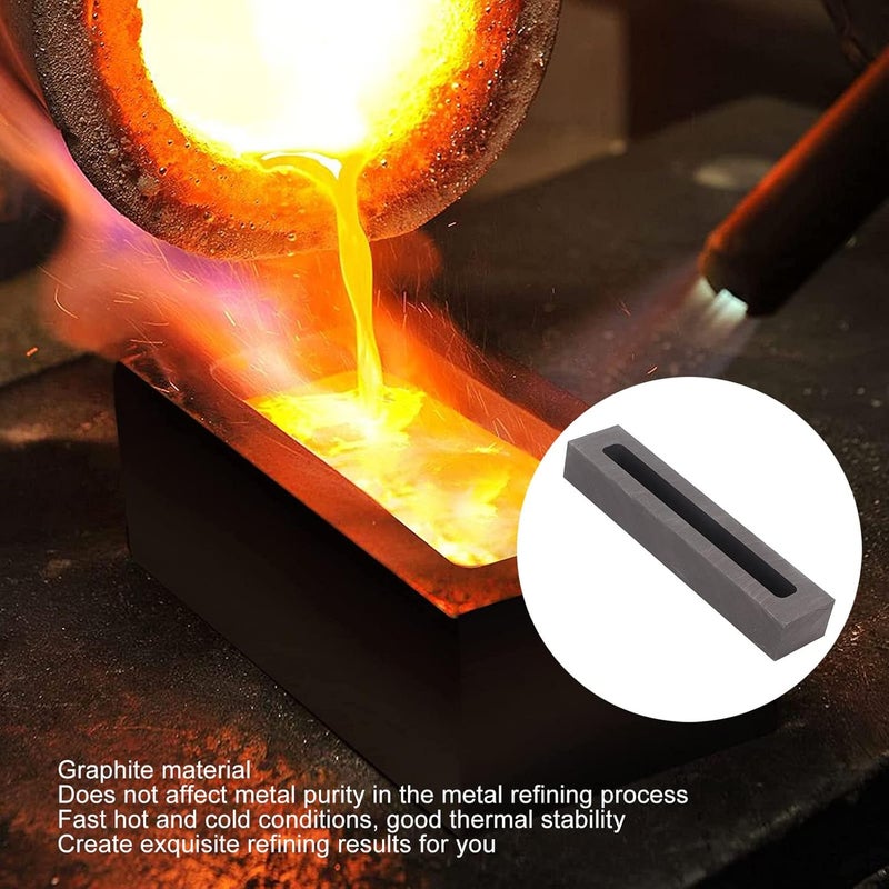 klarako 10ml Graphite Ingot Crucible Rectangular Ingot Gold Silver Refining Casting Melting Jewelry Making Tool for Casting Gold Silver Metal Aluminum Copper Brass Melting Refining - Image 3