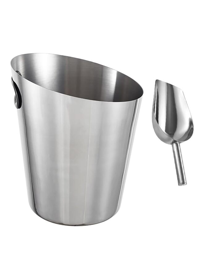 Ice Bucket, 4 Quarts Stainless Steel Champagne Bucket with Ice Tongs, Ice Bucket with Handle for Cocktail Bar, Wine Home Bar Accessories Parties(SILVER) - Image 1