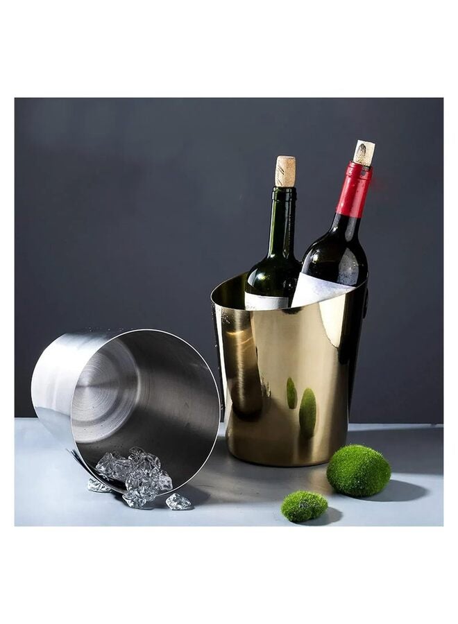 Ice Bucket, 4 Quarts Stainless Steel Champagne Bucket with Ice Tongs, Ice Bucket with Handle for Cocktail Bar, Wine Home Bar Accessories Parties(SILVER) - Image 2