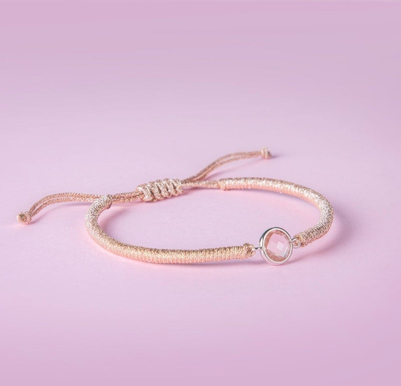 Minza “Pink Quartz” Women’s Silver Bracelet, Sterling Silver 925 & Pink Quartz Stone, Handmade Adjustable Cord Bracelet, Jewelry for Casual & Special Occasion. - Image 4