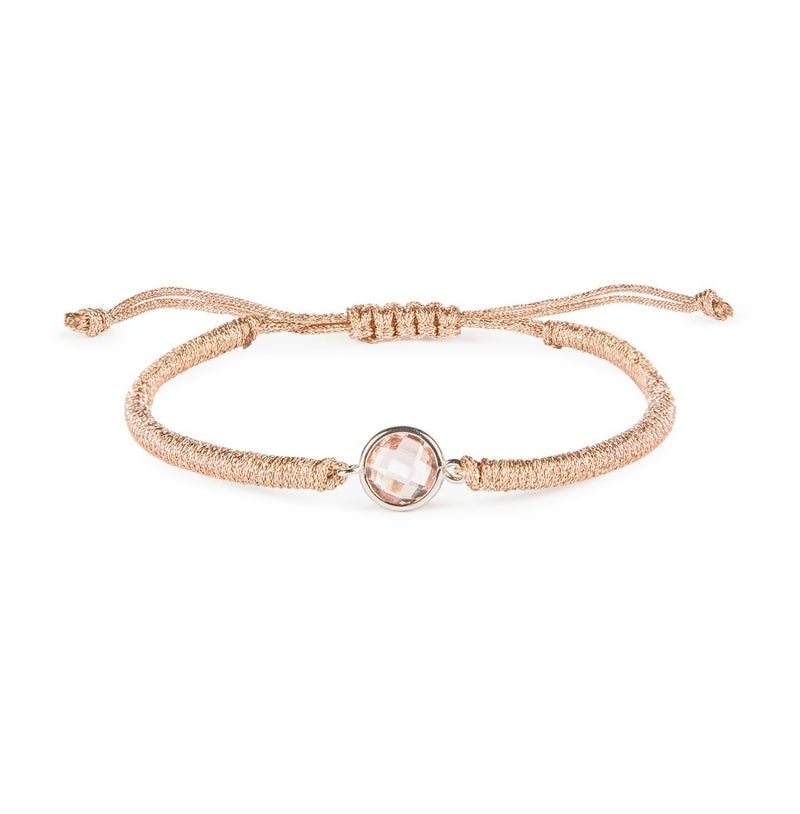 Minza “Pink Quartz” Women’s Silver Bracelet, Sterling Silver 925 & Pink Quartz Stone, Handmade Adjustable Cord Bracelet, Jewelry for Casual & Special Occasion. - Image 2