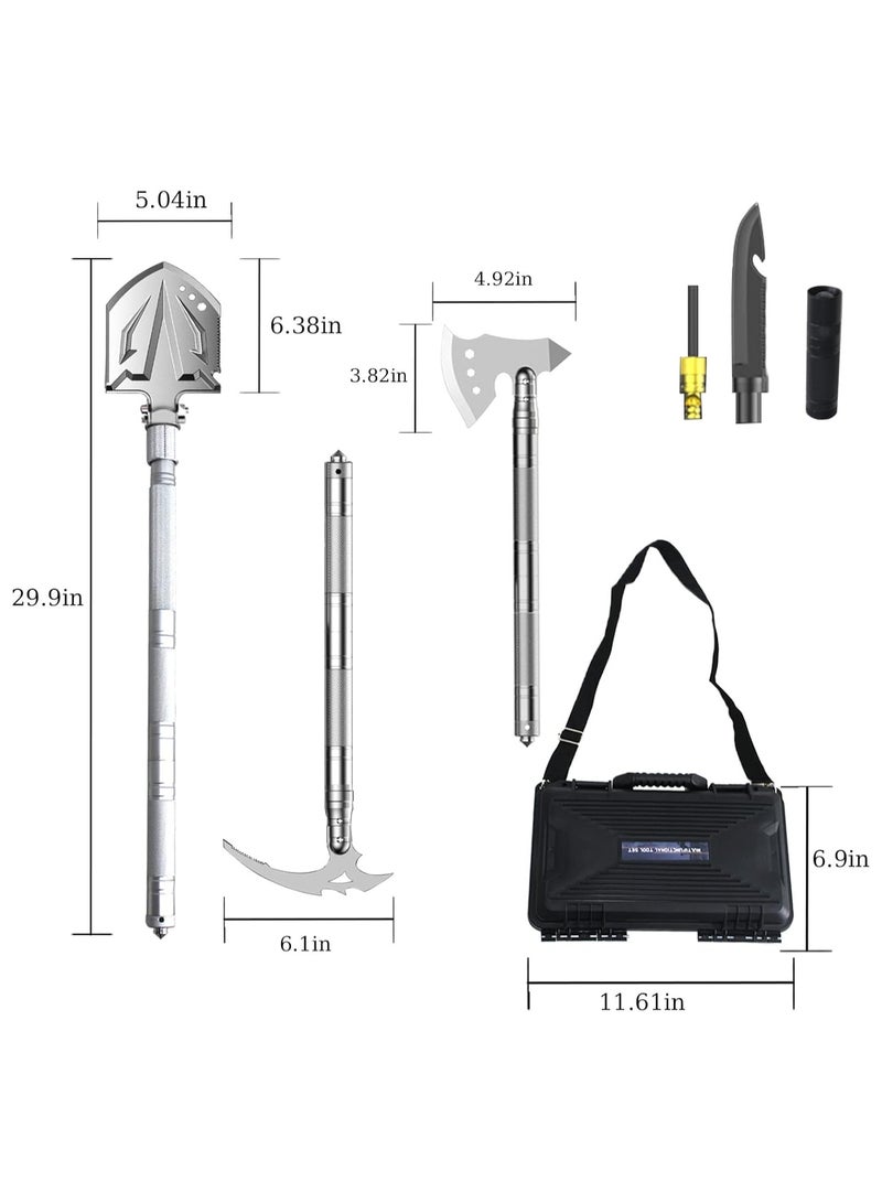 Survival Shovel Camping Tools Folding Portable Survival Gear Tactical Axe Multitool with Hard Carrying Case for Outdoor, Car Emergency, Camping Adventures  - Image 2