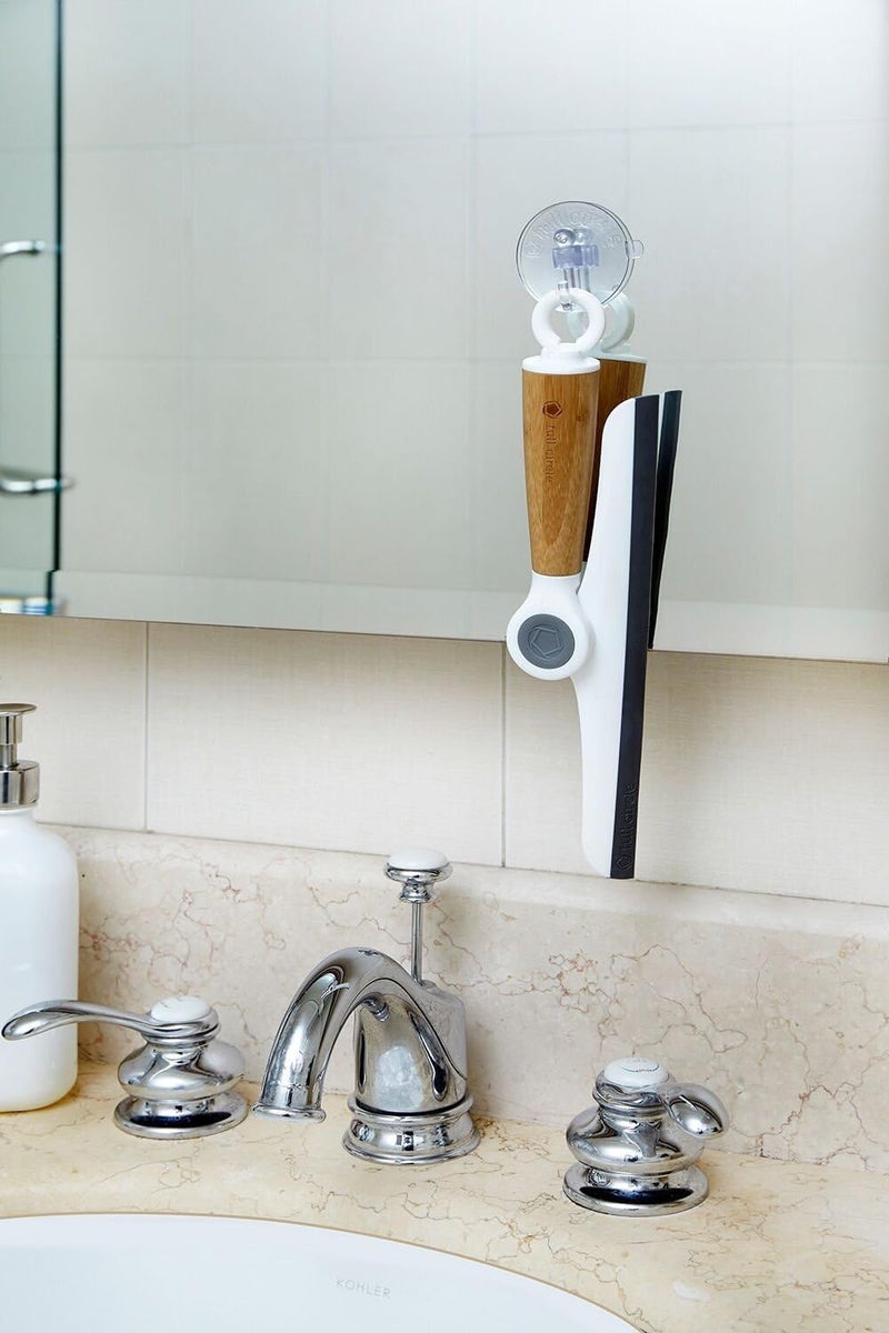 Full Circle Wipe Out Pivoting Shower Squeegee with Hanging Hook, White, 2 Piece - Image 2