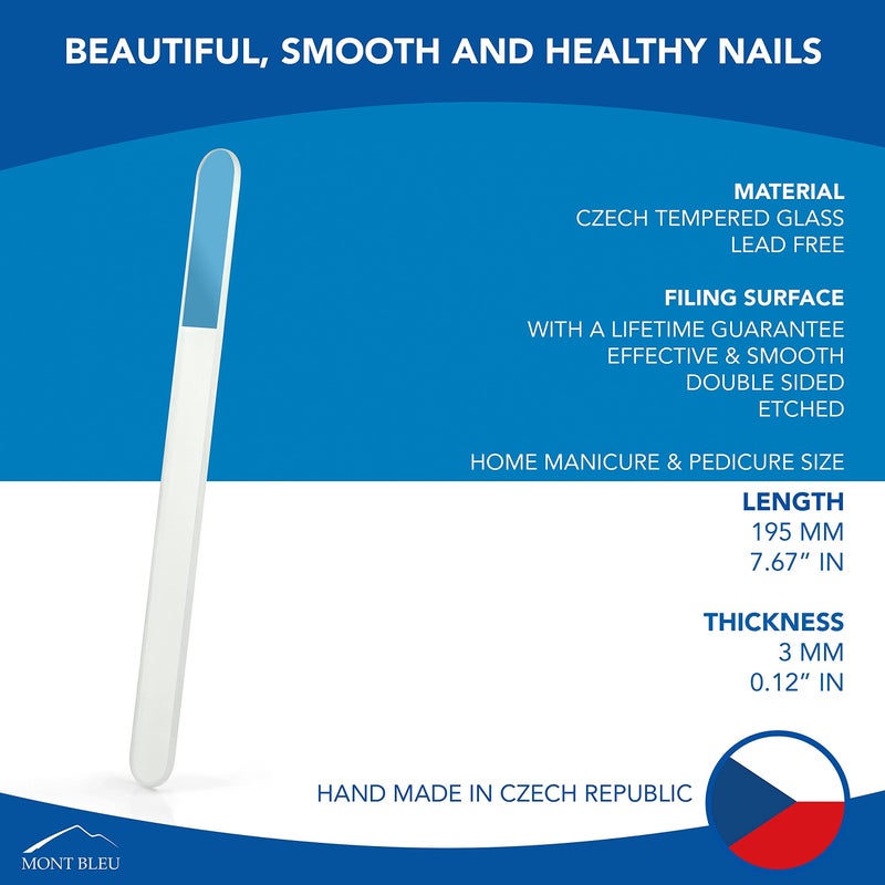 Mont Bleu Large Professional Glass Nail File - Genuine Czech Tempered Glass - Handmade in Czech Republic - Best Crystal Nail File for Natural Nails - Image 3