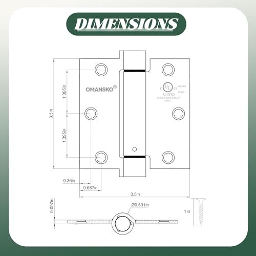 OMANSKO 2 Pack Self Closing Door Hinges 3.5 inch Oil Rubbed Bronze Door Hinges Spring Loaded Auto Close Hinges Square Corners Adjustable Tension for Interior Door 3 1/2 Auto Self-Closing Hinge - Image 3
