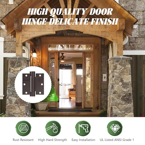 OMANSKO 2 Pack Self Closing Door Hinges 3.5 inch Oil Rubbed Bronze Door Hinges Spring Loaded Auto Close Hinges Square Corners Adjustable Tension for Interior Door 3 1/2 Auto Self-Closing Hinge - Image 5