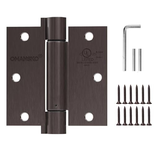 OMANSKO 2 Pack Self Closing Door Hinges 3.5 inch Oil Rubbed Bronze Door Hinges Spring Loaded Auto Close Hinges Square Corners Adjustable Tension for Interior Door 3 1/2 Auto Self-Closing Hinge - Image 1