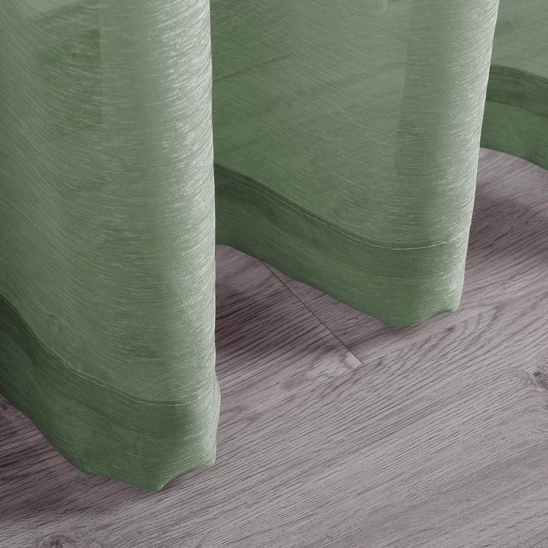 DONREN 108 Inches Long Sheer Curtains Grommet 2 Panel Faux Linen Voile Drapes Textured Sheer Curtains for Living Room Bedroom,Sage Green - Image 4