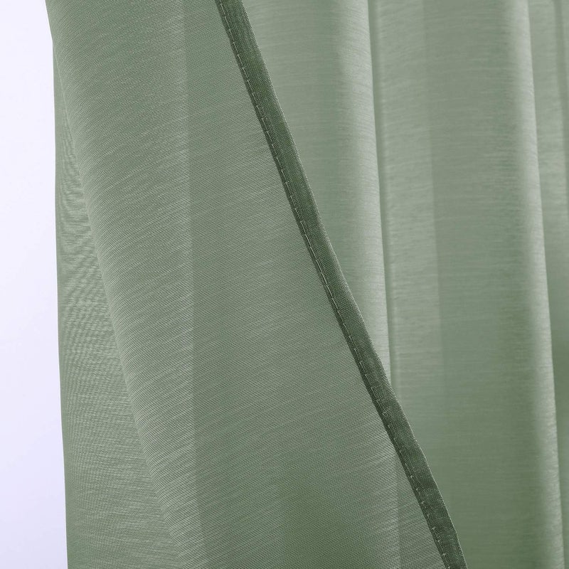 DONREN 108 Inches Long Sheer Curtains Grommet 2 Panel Faux Linen Voile Drapes Textured Sheer Curtains for Living Room Bedroom,Sage Green - Image 3