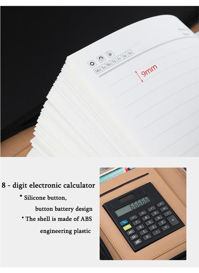 Arabest - Binder Folder Meeting Folder Portfolio Organizer With Calculator Notepad Pen File Bag A5 Size Red - Image 1