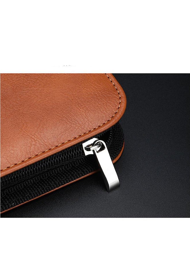 Arabest - Binder Folder Meeting Folder Portfolio Organizer With Calculator Notepad Pen File Bag A5 Size Red - Image 1