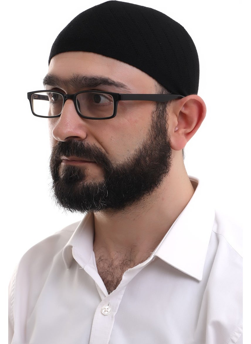 İhvan Ihvan Black Winter Cross Patterned Woven Skullcap  - Image 1