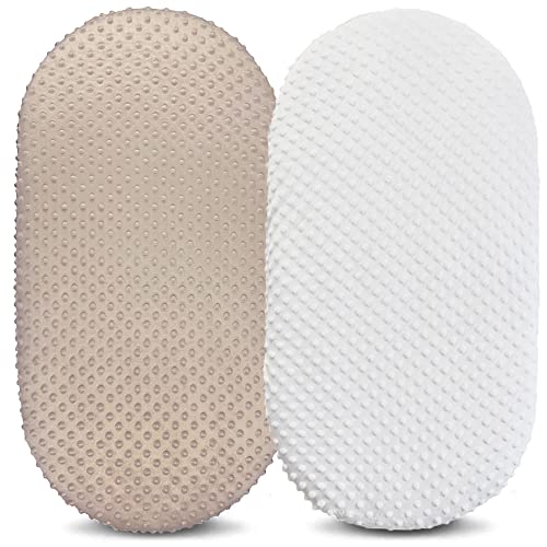 Owlowla Bassinet Sheet Set,Ultra Soft Minky Cradle Sheets Universal Fitted Bassinet Pad/Mattress for Baby Boys Girls(Ivory/Khaki) - Image 1