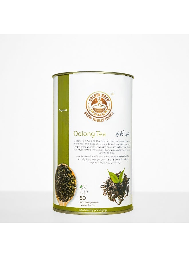 GOLDEN BREW BREW-TIFULLY YOURS! GOLDEN BREW| Certified Organic Tea | Oolong Tea (Long leaves) | 50 biodegradable tea bags | Low caffeine | No sugar added | Sourced from Darjeeling | 1.59 AED per tea bag Tea_100 gms - Image 1