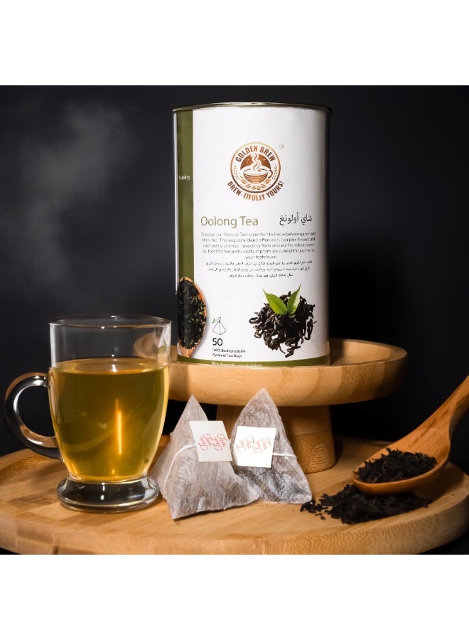 GOLDEN BREW BREW-TIFULLY YOURS! GOLDEN BREW| Certified Organic Tea | Oolong Tea (Long leaves) | 50 biodegradable tea bags | Low caffeine | No sugar added | Sourced from Darjeeling | 1.59 AED per tea bag Tea_100 gms - Image 3