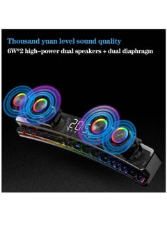 SOAIY Wireless HiFi Speaker Computer Game Subwoofer Bluetooth Speaker 3600mAh Sound Bar Stereo Music Player Clock 3D Stereo Bass Surround Sound Box 3.5mm Audio Input for PC Laptop  - Image 3
