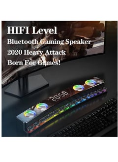 SOAIY Wireless HiFi Speaker Computer Game Subwoofer Bluetooth Speaker 3600mAh Sound Bar Stereo Music Player Clock 3D Stereo Bass Surround Sound Box 3.5mm Audio Input for PC Laptop  - Image 4
