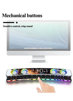 SOAIY Wireless HiFi Speaker Computer Game Subwoofer Bluetooth Speaker 3600mAh Sound Bar Stereo Music Player Clock 3D Stereo Bass Surround Sound Box 3.5mm Audio Input for PC Laptop  - Image 2