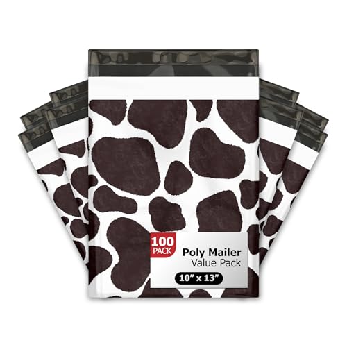 Pro Supply Global 10x13 (100) Cow Print Designer Poly Mailers Waterproof Self Sealing Tear Resistant Polymailers Shipping Envelopes Premium Printed Bags For Small Businesses - Image 1