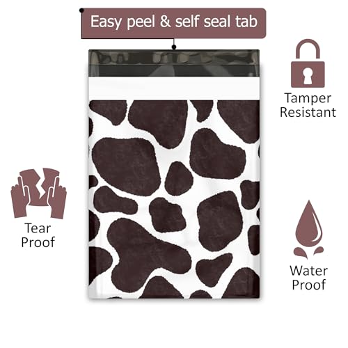 Pro Supply Global 10x13 (100) Cow Print Designer Poly Mailers Waterproof Self Sealing Tear Resistant Polymailers Shipping Envelopes Premium Printed Bags For Small Businesses - Image 2