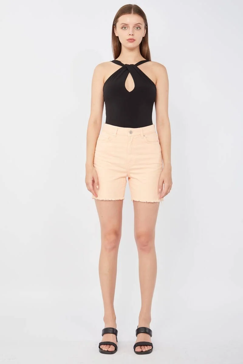 Banny Jeans Women's Basic Cut Out Jean Shorts Salmon