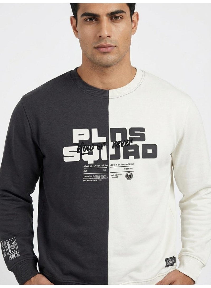 polinesia Men's Two-Tone Streetwear Sweatshirt – Now or Never Urban Crewneck - Image 1