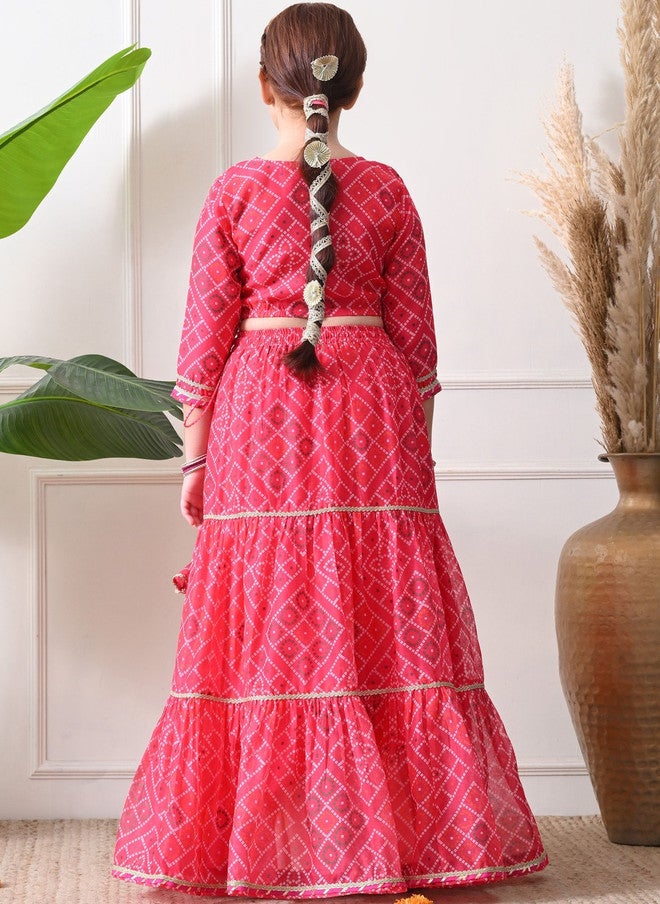Indi-Loom Couture Girls Printed Ready to Wear Lehenga & Blouse With Dupatta - Image 4