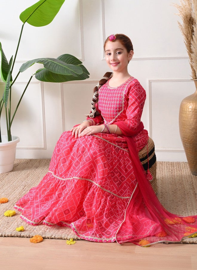 Indi-Loom Couture Girls Printed Ready to Wear Lehenga & Blouse With Dupatta - Image 5
