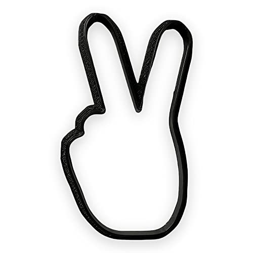 Bundle of Fun Peace Sign Fingers Cookie Cutter with Easy Push Design (4 inch) - Image 1