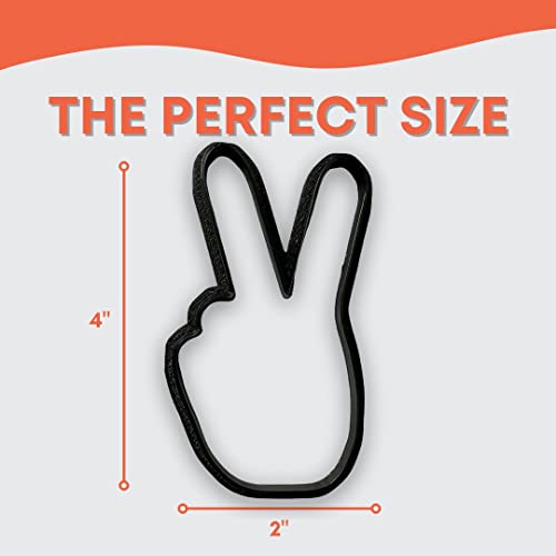 Bundle of Fun Peace Sign Fingers Cookie Cutter with Easy Push Design (4 inch) - Image 3