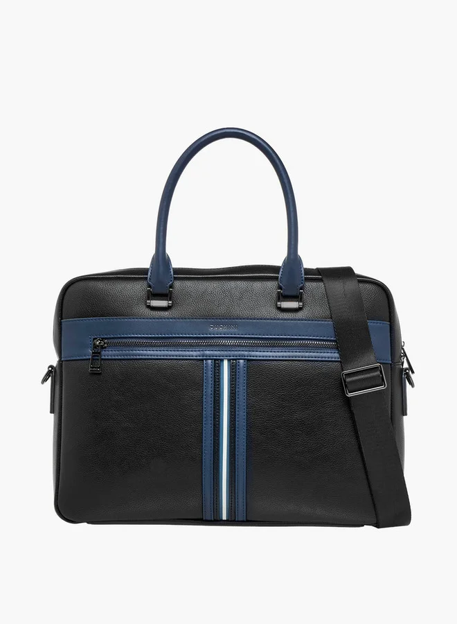DUCHINI Panelled Laptop Bag with Detachable Strap and Zip Closure