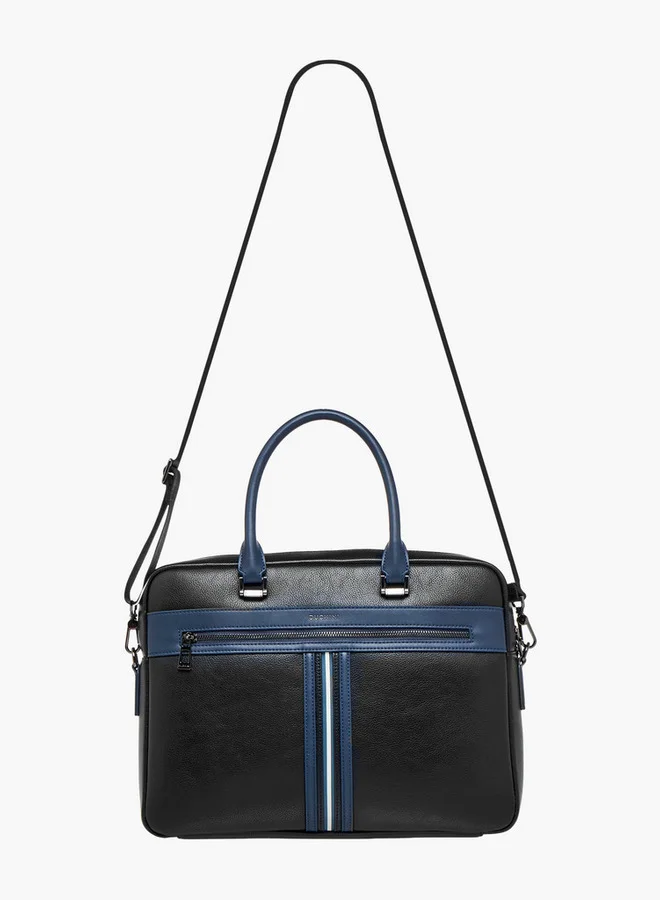 DUCHINI Panelled Laptop Bag with Detachable Strap and Zip Closure