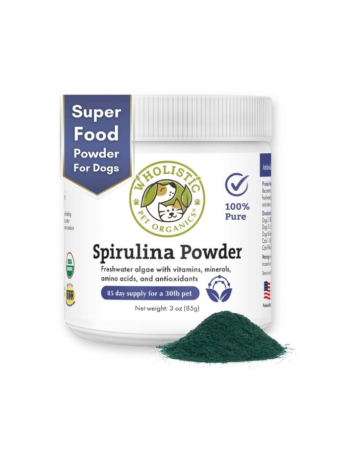 Wholistic Pet Organics Spirulina Powder Organic For Dogs Super Greens Powder Seasonal Allergy Support Supplement Dog Multivitamin Usda Certified Immune Support Vitamins Antioxidants And Minerals  - Image 1