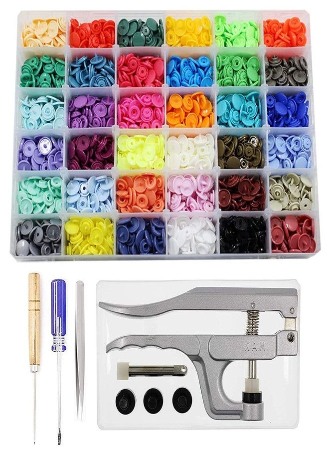 BetterJonny 720 Sets KAM Snaps and Snap Pliers Set, BetterJonny Snaps Starter Fasteners Kit, 36-Colors, Size 20 T5 KAM Plastic Snap Fasteners Punch Poppers Closures No-Sew Buttons for Crafts Clothing Sewing - Image 1