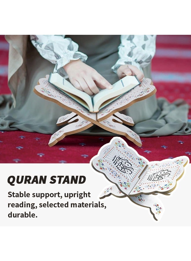 Premium Wooden Quran Stand Scratch Resistant & Durable Quran Holder Islamic Style Prayer Book Stand with Carved Design Portable Detachable Ramadan Reading Shelf for Holiday Gifts, Family Worship - Image 2