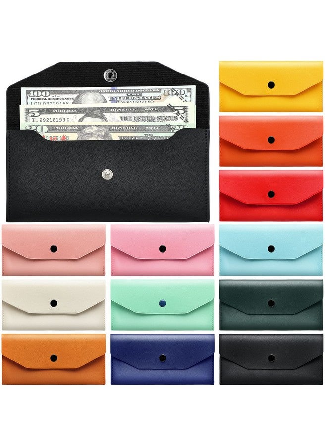 Kacctyen 12 Pcs Leather Cash Envelope Wallet Cash Wallet Envelope System PU Leather Money Purse Pouch Bag Reusable Check Budget Envelope Money Envelopes for Women Cash Saving Waterproof Cash Holder - Image 1
