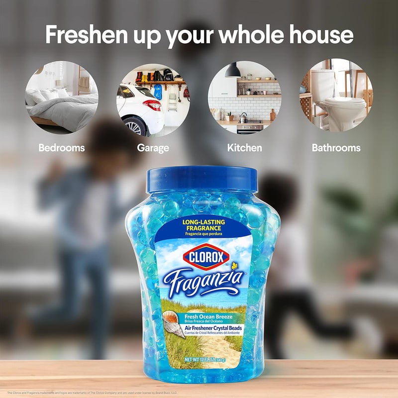 Clorox Fraganzia Air Freshener Beads - Fresh Ocean Breeze - 12oz Gel Odor Eliminator for Home, Car, and Office - Image 4