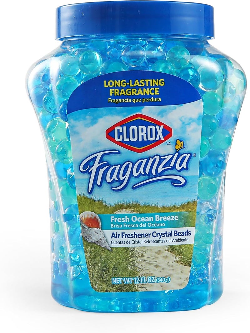 Clorox Fraganzia Air Freshener Beads - Fresh Ocean Breeze - 12oz Gel Odor Eliminator for Home, Car, and Office - Image 1