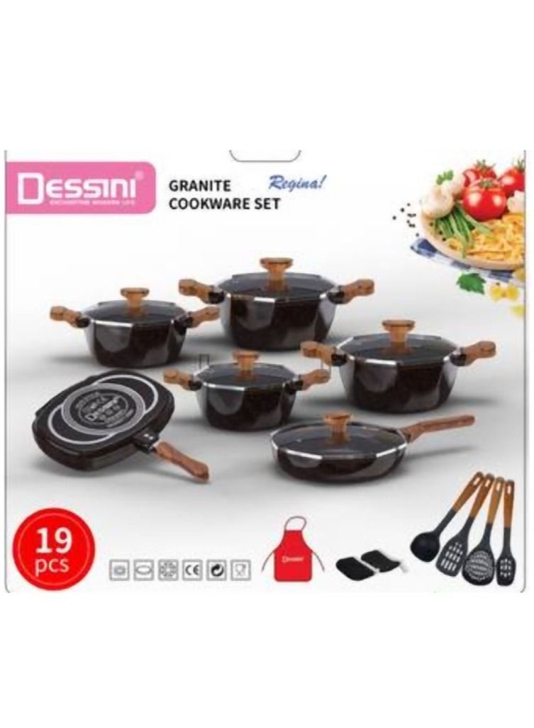 ديسيني 19 قطعة مجموعة تجهيزات المطابخ المطابخ المطلية بالجرانيت - Image 2