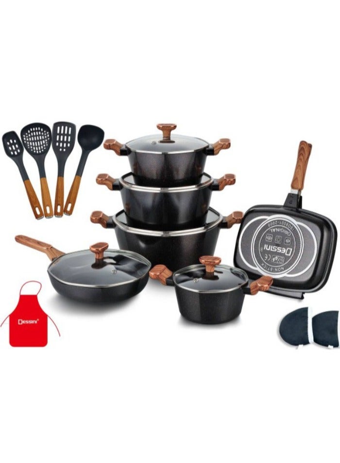 ديسيني 19 قطعة مجموعة تجهيزات المطابخ المطابخ المطلية بالجرانيت - Image 1