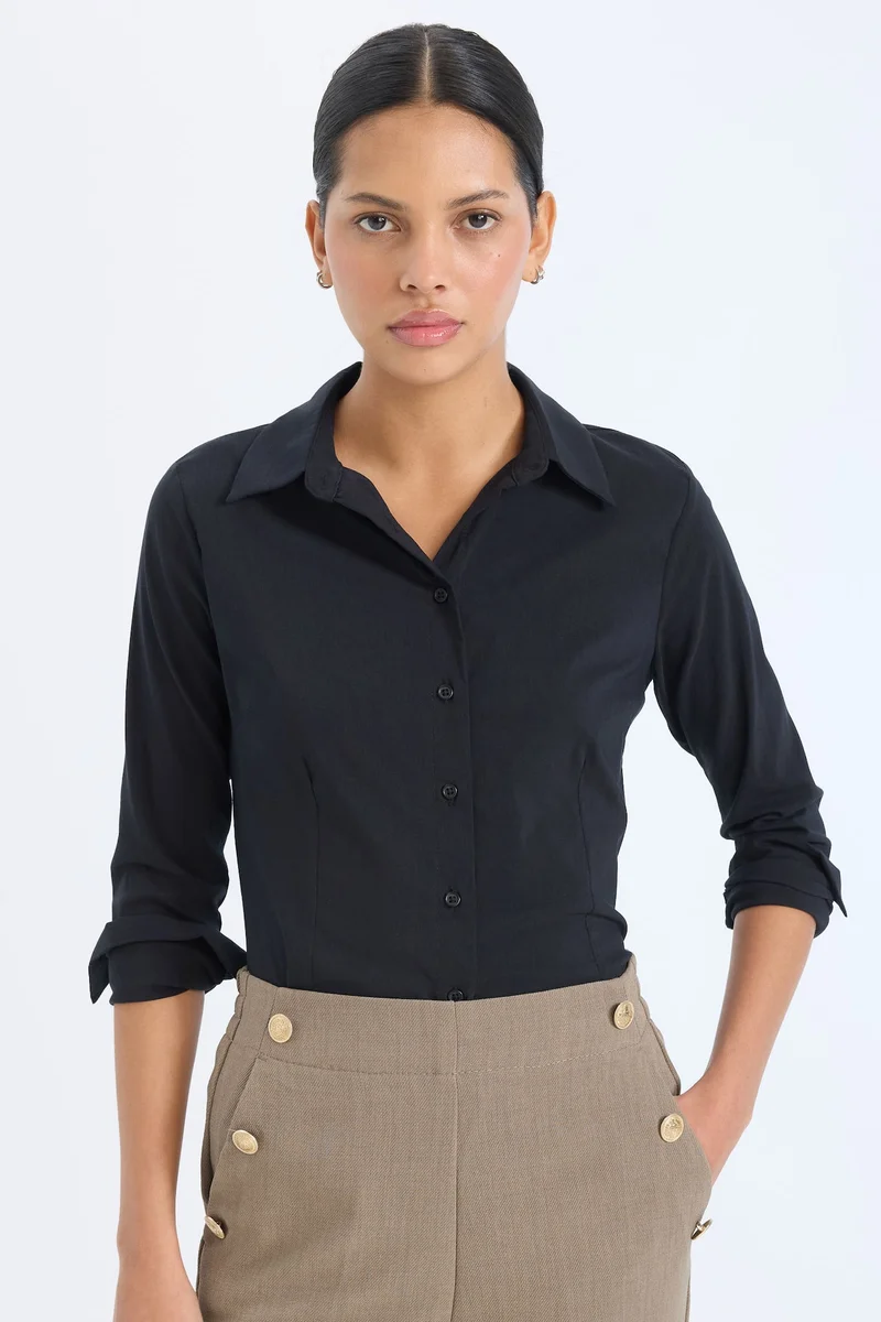 Defacto Slim Fit Shirt Collar Long Sleeve Shirt