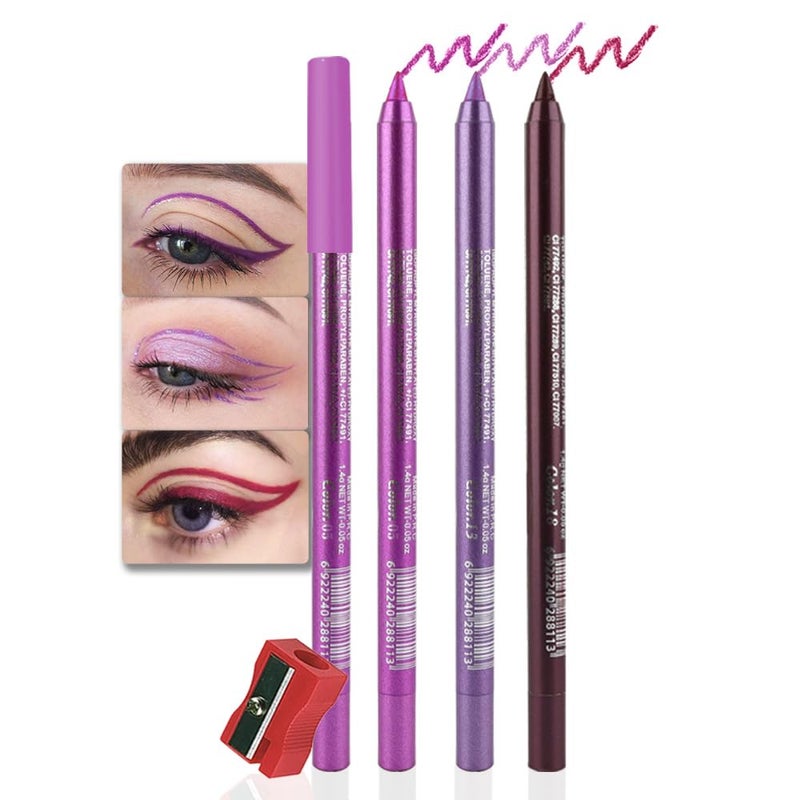 evpct evpct 3Pcs Grape Purple  Violet  Wine Red Gel Glitter Eyeliner Pencils Set for Women Waterproof Smudge Proof lapiz de ojos delineador de ojos contra el agua Eye Liner Makeup 05 13 18