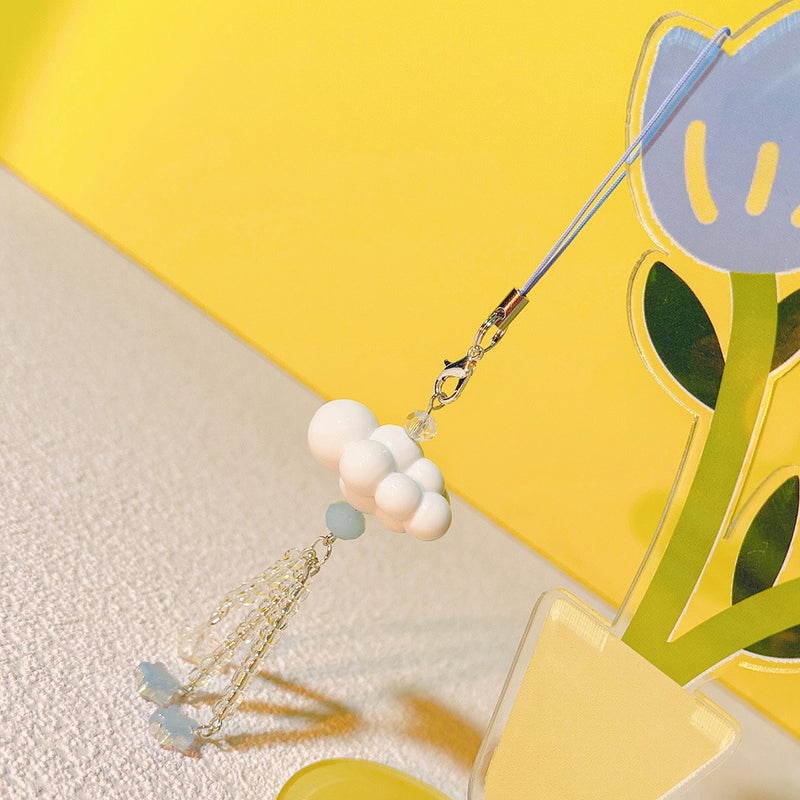 New hot-selling mobile phone chain white cloud small star pendant U disk earphone cover hanging chain mobile phone shell pendant mobile phone pendant - Image 4