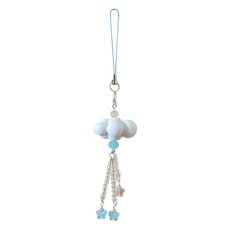 New hot-selling mobile phone chain white cloud small star pendant U disk earphone cover hanging chain mobile phone shell pendant mobile phone pendant - Image 2