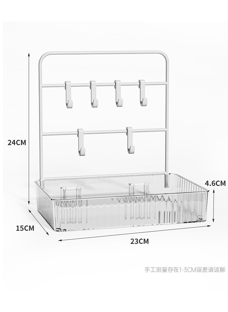 Generic Multifunctional Drill-Free Transparent Storage Rack with Hooks – Adhesive Bathroom Toiletries Organizer, Keys & Home Essentials Holder – Wall-Mounted Utility Shelf for Bathroom, Entryway & Living Space Storage  - Image 2