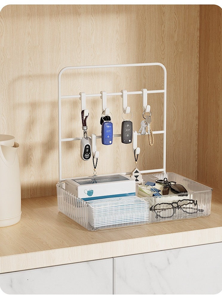 Generic Multifunctional Drill-Free Transparent Storage Rack with Hooks – Adhesive Bathroom Toiletries Organizer, Keys & Home Essentials Holder – Wall-Mounted Utility Shelf for Bathroom, Entryway & Living Space Storage  - Image 3