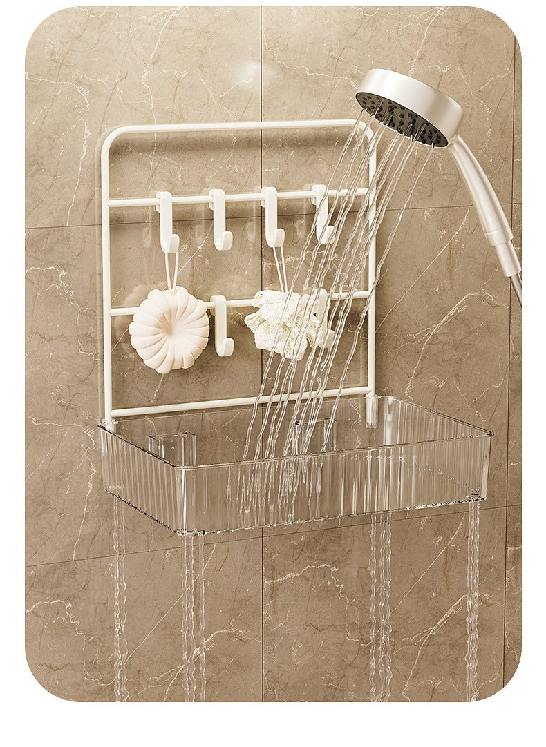 Generic Multifunctional Drill-Free Transparent Storage Rack with Hooks – Adhesive Bathroom Toiletries Organizer, Keys & Home Essentials Holder – Wall-Mounted Utility Shelf for Bathroom, Entryway & Living Space Storage  - Image 4